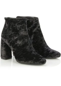 Samtstiefelette Schwarz