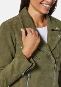 Lederjacke Im Biker-Stil Khaki -Madeleine Mode 019af2991505af672ae8947c8b79f6e4