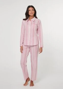 Pyjama Mit Edlem Webstreifen Rosa / Multicolor