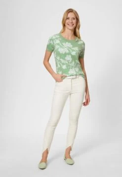 JACQUARD MIT KURZEN ÄRMELN - T-Shirt Print - Minzsorbet/wollweiß