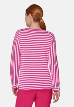MIT LANGEN ÄRMELN - Strickpullover - Fuchsia Weiß -Madeleine Mode 036c19700bd34a86b69a5f0cd934c36b