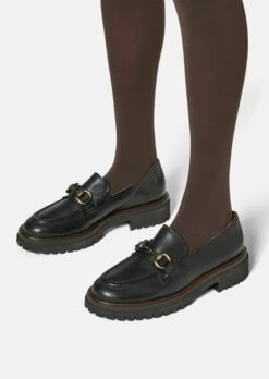 Paul Green – Leder-Mokassins Mit Profilboden Schwarz