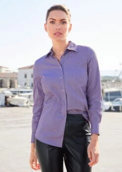Taillierte Flanellbluse Hellamethyst / Melange