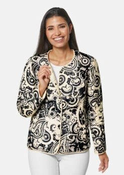 Wendejacke Mit Paisleydruck Champagner / Schwarz