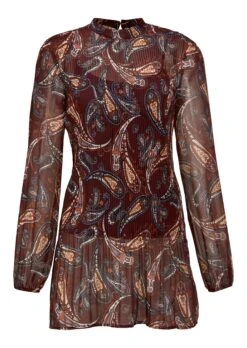 Zart Transparente Paisley-Bluse Mit Integriertem Top Marsala / Multicolor