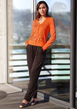 Shirtjacke Mit Paillettenverzierung Orange