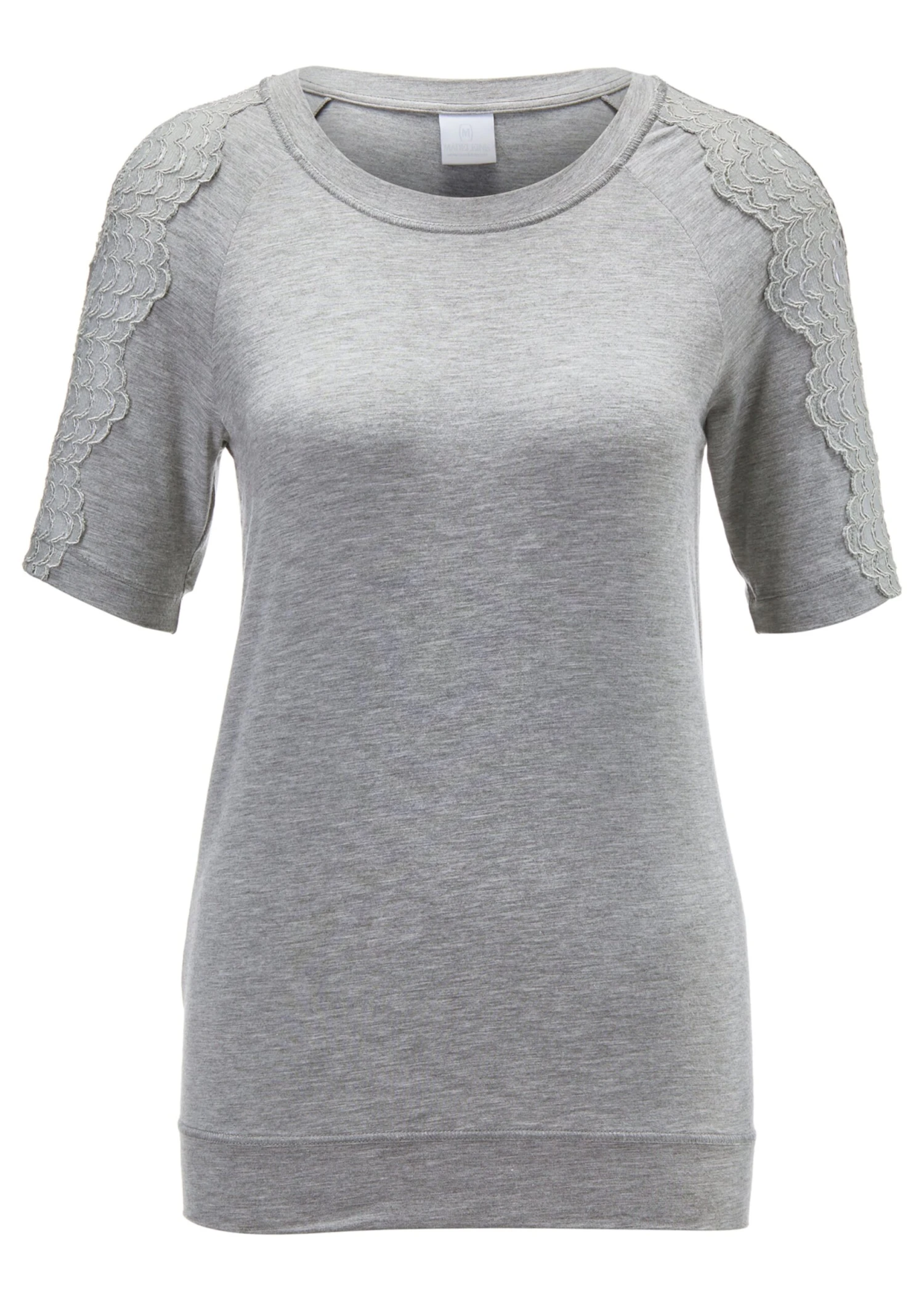 Shirt Mit Spitze Am Ärmel Grau / Melange 3 Shirt Mit Spitze Am Ärmel Grau / Melange