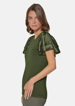 Shirt Mit Rüschenärmeln Khaki -Madeleine Mode 14bd991c2c1886fe4c93a149f0892536