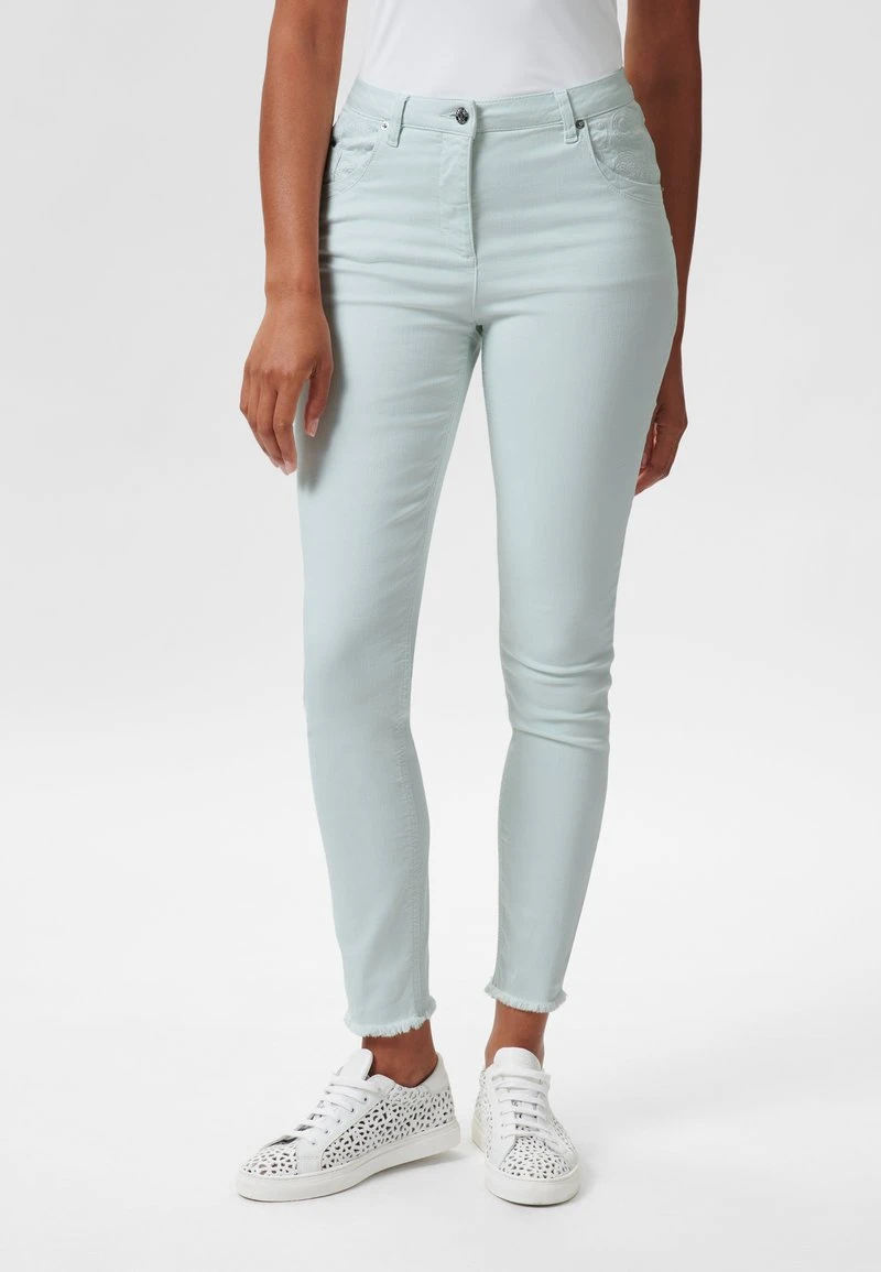 MIT STICKEREI UND FRANSENSAUM - Jeans Slim Fit - Hellmintgrün 3 MIT STICKEREI UND FRANSENSAUM - Jeans Slim Fit - Hellmintgrün