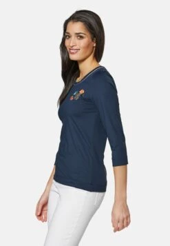 MIT STICKEREI-MOTIV UND 3/4-ÄRMEL - Bluse - Nachtblau -Madeleine Mode 1760e672c27247ae8bac5cb7d12bc104