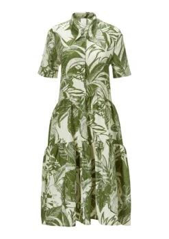 Gemustertes Kleid Creme / Khaki