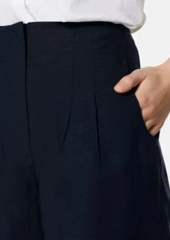 Highwaist-Bermuda Mit Leinen-Anteil Marine -Madeleine Mode 1a071e38232fae33b6fc5689fd1b7832