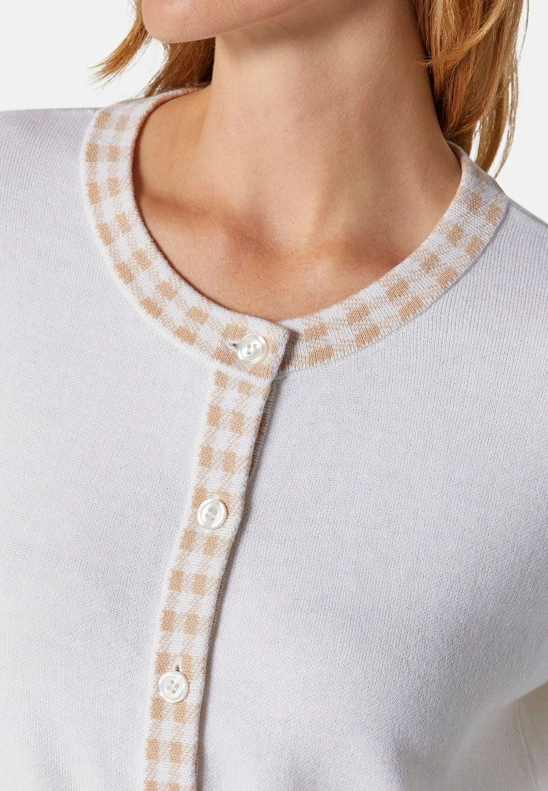 MIT VICHY-KARO-AKZENTEN - Strickjacke - Wollweiß/grege 6 MIT VICHY-KARO-AKZENTEN - Strickjacke - Wollweiß/grege – Bild 4