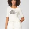 RUNDHALS MIT PAILLETTEN-MOTIV - T-Shirt Print - Creme -Madeleine Mode 204328b1adc746238490db491bad61ee