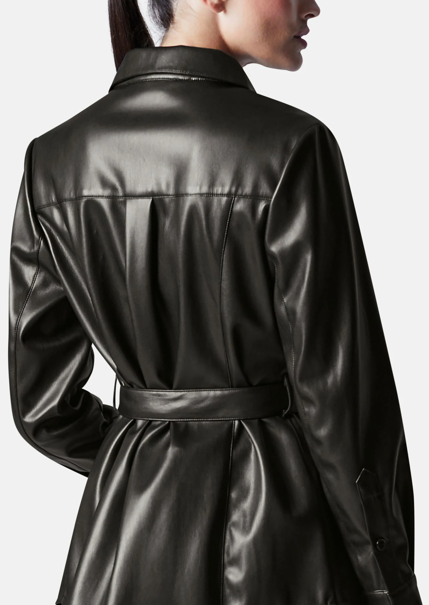 Hemdjacke Aus Kunstleder Schwarz 6 Hemdjacke Aus Kunstleder Schwarz – Bild 4