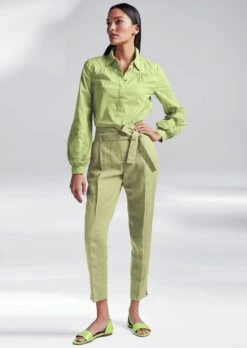 Leinenhose Im Highwaist-Style Limette / Melange -Madeleine Mode 223f382c32533f2d124f0071d8f518b2