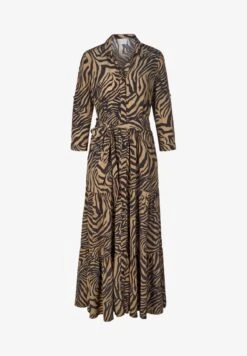 MIT ANIMALPRINT UND STUFENVOLANTS - Maxikleid - Schwarz/sandbraun -Madeleine Mode 250c4d522aba4962beb4d7397e507ed2