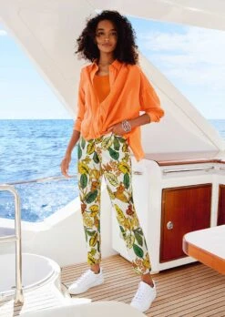 Hose Mit Blattmuster Wollweiß / Multicolor -Madeleine Mode 26e49cb59b6dfefc97e87a51b915a03c