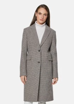 Schlanker Kurzmantel Aus Edlem Wolltuch Taupe / Multicolor