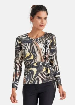 Shirt Mit Abstraktem Animalprint Schwarz / Multicolor