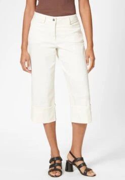 MIT AUFSCHLAG - Jeans Shorts - Creme