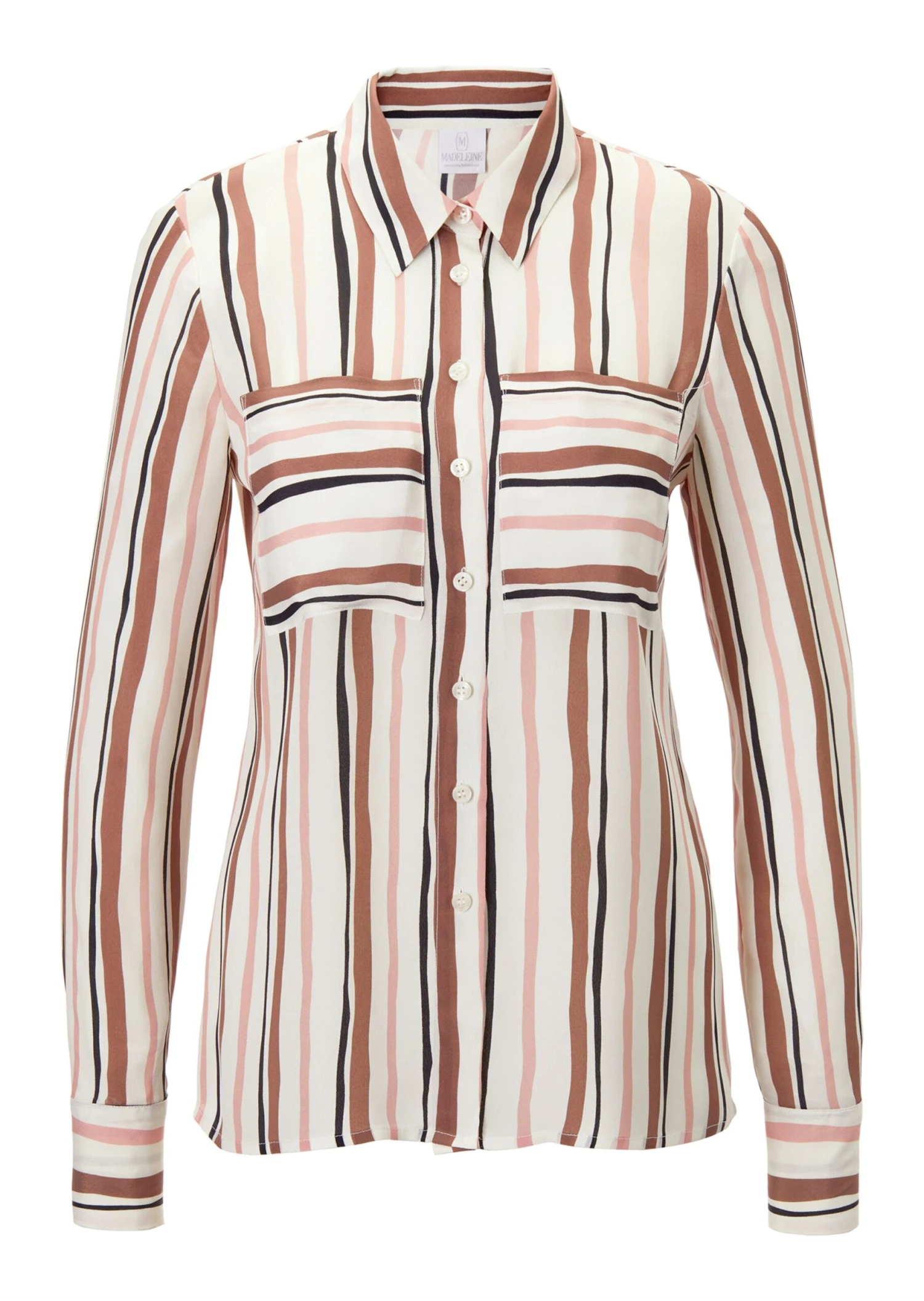 Streifenbluse Mit Seide Pastellorange / Multicolor 3 Streifenbluse Mit Seide Pastellorange / Multicolor