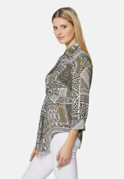 MIT KNOTEN-EFFEKT UND 3/4-ÄRMELN - Hemdbluse - Wollweiß Multicolor -Madeleine Mode 2e68d011d2ab43c2ab729afac0995fa4