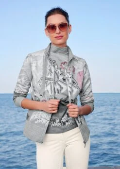 Rundum Bedruckte Sweat-Jacke Grau / Multicolor