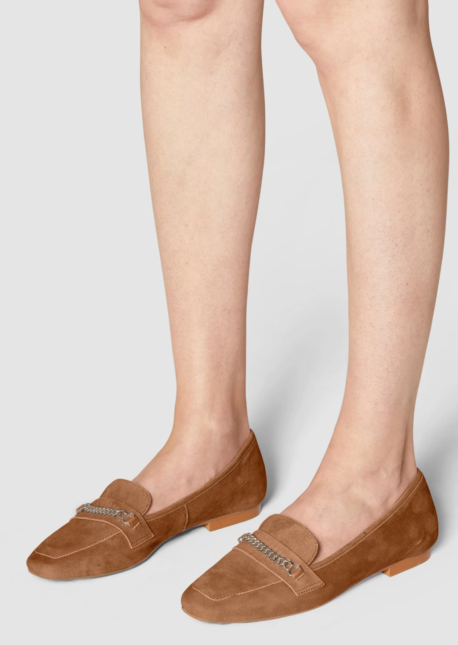 Leder-Slipper Mit Zierkette Macchiato 3 Leder-Slipper Mit Zierkette Macchiato