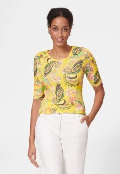 RUNDHALS MIT UNIKAT PRINT - T-Shirt Print - Sonnengelb Multicolor