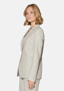 Seersucker-Blazer Wollweiß / Caramel -Madeleine Mode 33030dfef7fd281d7e1a067c01029c38
