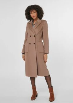 Wollmantel Mit Zweireihiger Knopfleiste Caramel