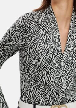 Langarmshirt In Modischer Strukturoptik Weiß / Schwarz -Madeleine Mode 3a4045dfad0a508a895fd825fff22b4f
