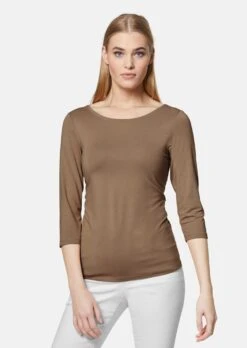 Shirt Mit U-Boot-Ausschnitt Mahagoni