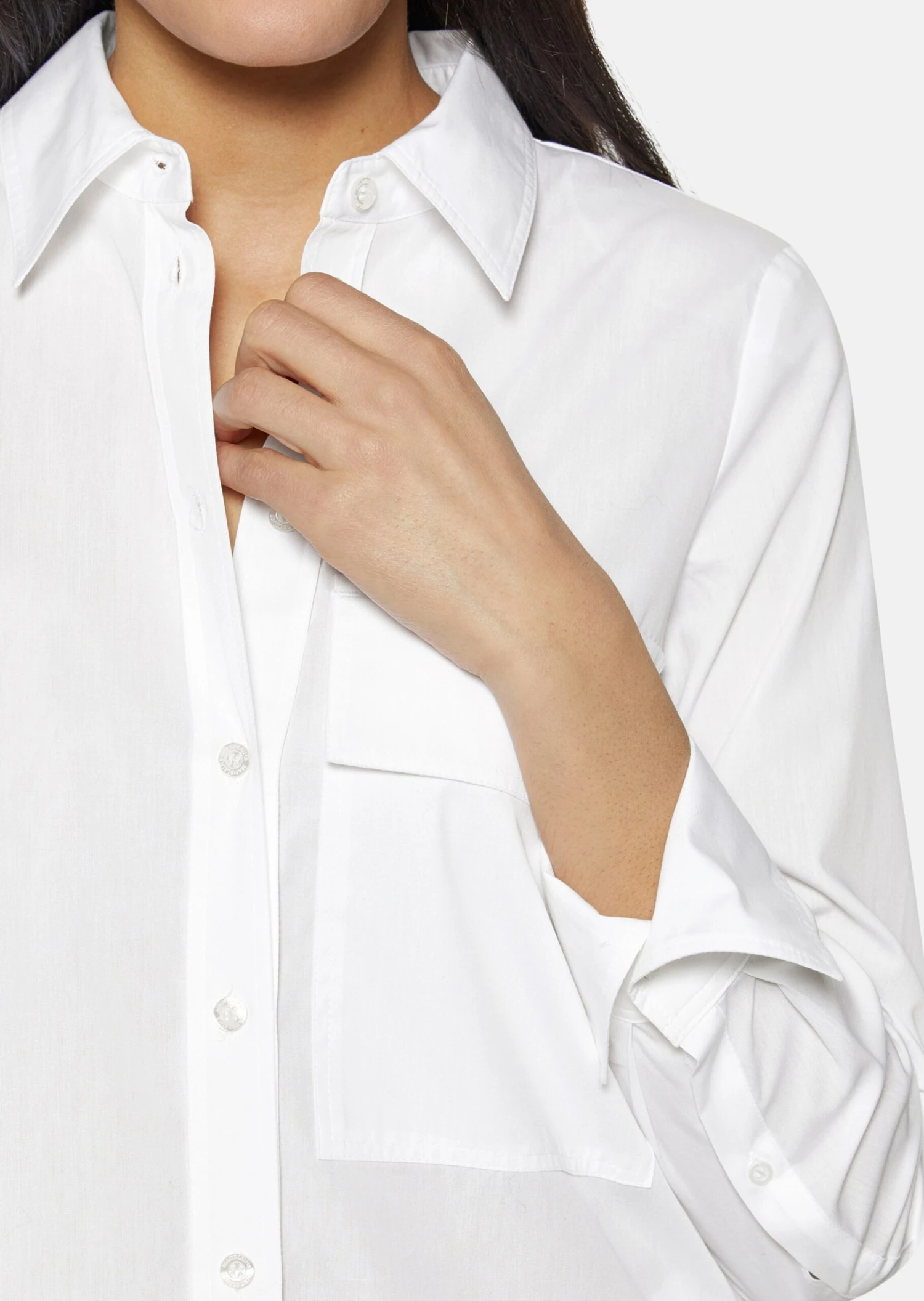 Lässig Langes Baumwoll-Hemd Weiß 7 Lässig Langes Baumwoll-Hemd Weiß – Bild 5