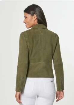 Lederjacke Im Biker-Stil Khaki -Madeleine Mode 3d9ba9342af330f1d9a852c17d1af795