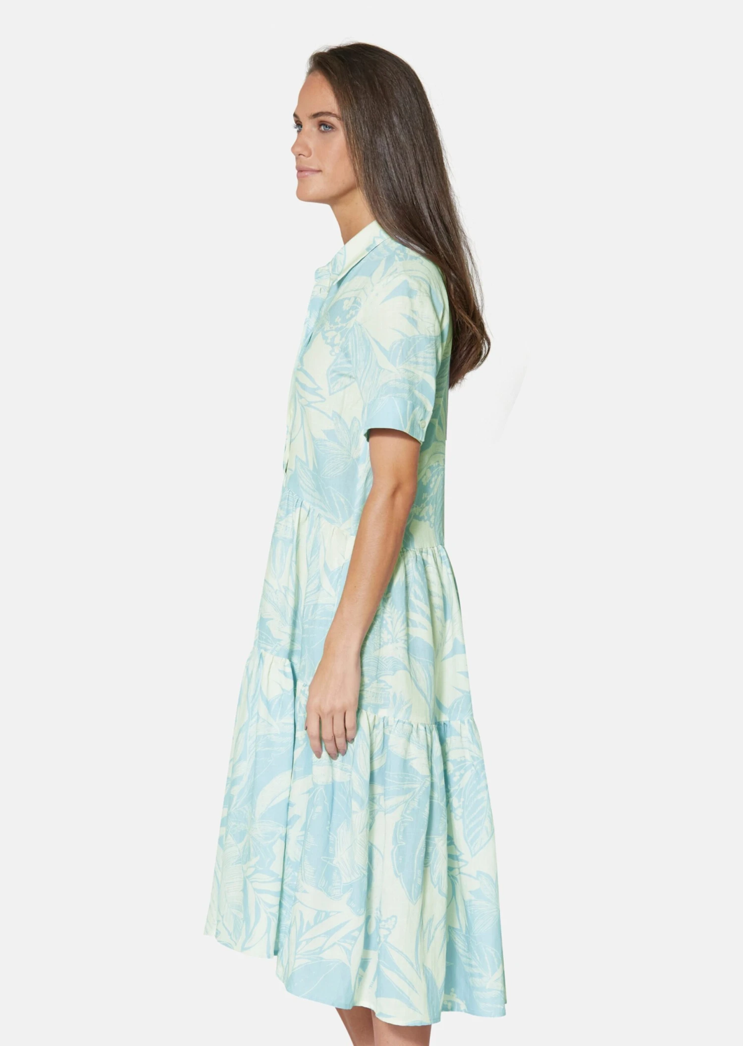 Gemustertes Kleid Himmelblau / Creme 5 Gemustertes Kleid Himmelblau / Creme – Bild 3