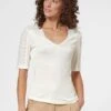 KURZARM MIT SPITZE - Bluse - Wollweiß -Madeleine Mode 400180fe5afb4f14b9205560c6b72129