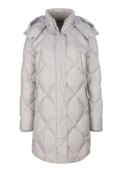 Daunen-Steppmantel Mit Funktionalen Details Silbergrau