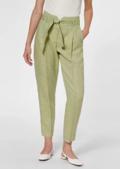 Leinenhose Im Highwaist-Style Limette / Melange