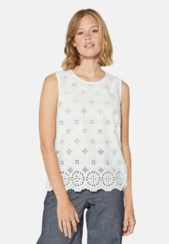 TALBOT RUNHOF X MIT MADEIRA-SPITZE - Top - Wollweiß