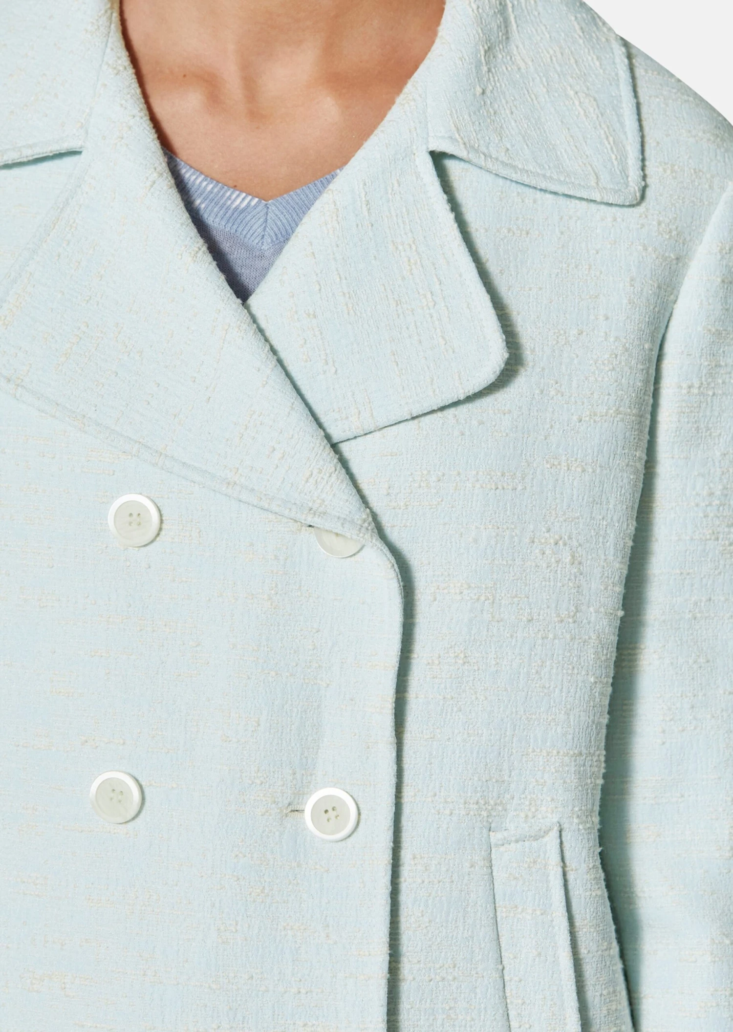 Strukturblazer Mit Tropischem Print Eisblau / Wollweiß 7 Strukturblazer Mit Tropischem Print Eisblau / Wollweiß – Bild 5