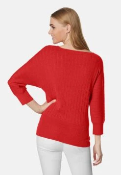 Strickpullover - Rubinrot Silberfarben -Madeleine Mode 47f02c81b9a54809bee01e48b694723d