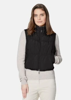 Wärmend Wattierte Steppweste Schwarz