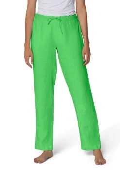 Weite Leinenhose Maigrün