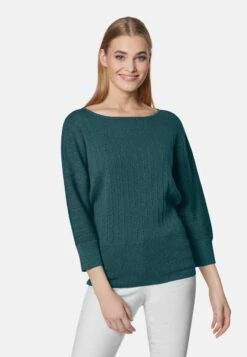 Strickpullover - Botanikgrün Silberfarben