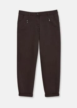 Verkürzte Hose Im Lässigen Chino-Style Schokobraun