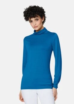Longsleeve Mit Rollkragen Seeblau