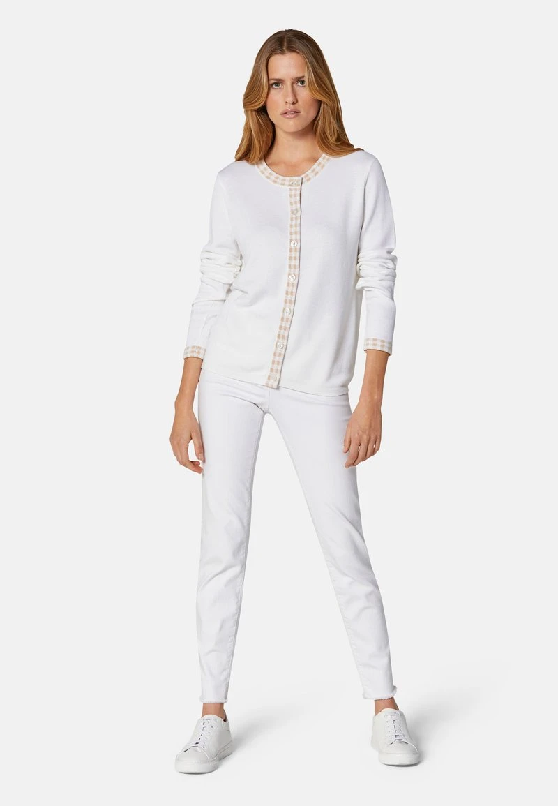 MIT VICHY-KARO-AKZENTEN - Strickjacke - Wollweiß/grege 4 MIT VICHY-KARO-AKZENTEN - Strickjacke - Wollweiß/grege – Bild 2