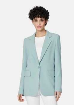 Blazer In Knitterarmer Stretch-Qualität Hellrauchblau